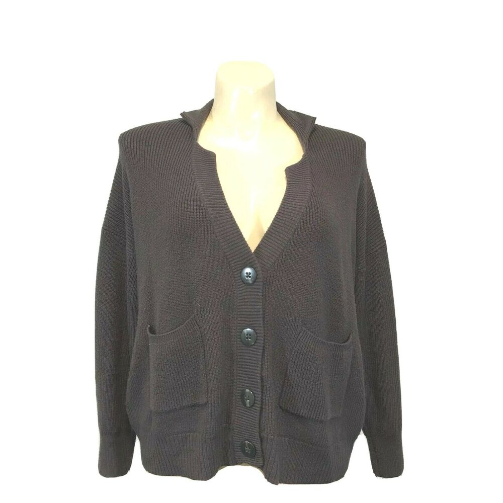BCBGeneration Cardigan XS/S Licorice Gray Knit Combo Granny‎ Oversized Sweater